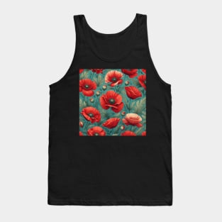 Red Poppy Flower Tank Top